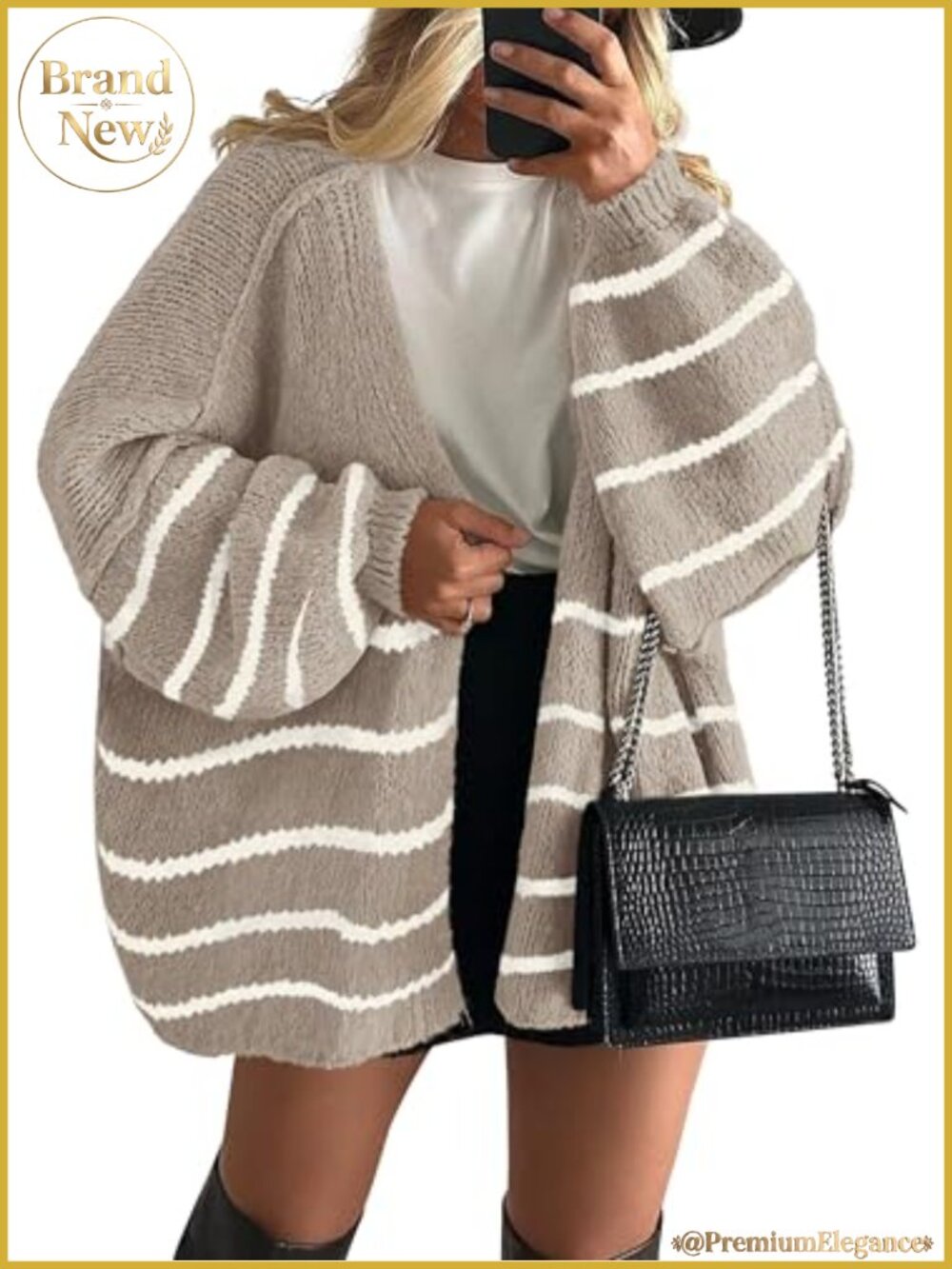 Oversized Open Front Knit Cardigan Sweater Long Sleeve Lightweight Drop Shoulder